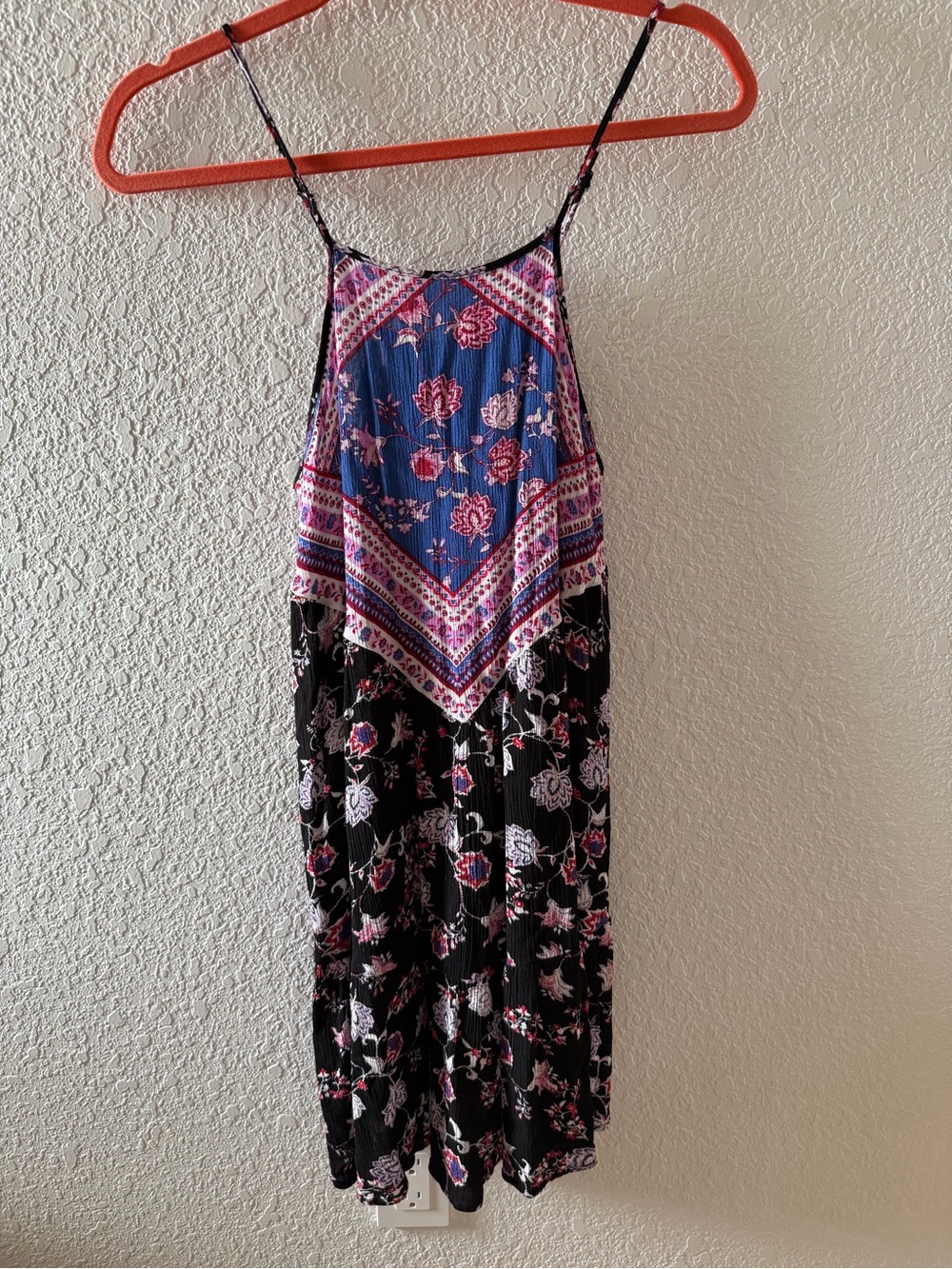 Target Floral Midi Dress - Blue & Black with Pink Accents